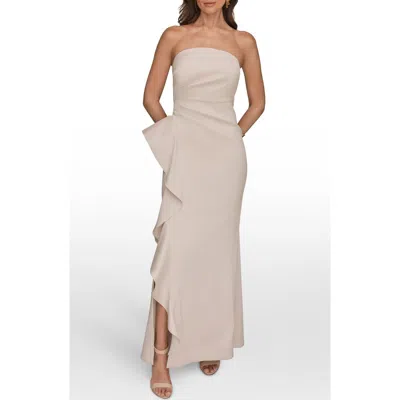 Donna Karan New York Taffeta Strapless Ruffle Gown In Neutral