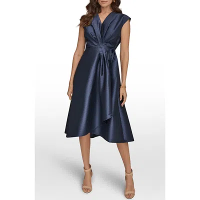 Donna Karan New York Taffeta Wrap Midi Dress In Blue
