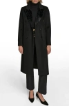 Donna Karan New York Tailored Double Breasted Wool Blend Coat In Black