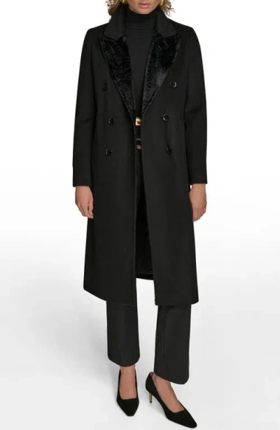 Donna Karan New York Tailored Double Breasted Wool Blend Coat In Black