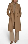Donna Karan New York Tailored Double Breasted Wool Blend Coat In Brown
