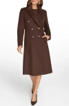 Donna Karan New York Tailored Double Breasted Wool Blend Coat In Brown