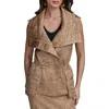 Donna Karan New York Textured Satin Zip Front Vest In Hazel