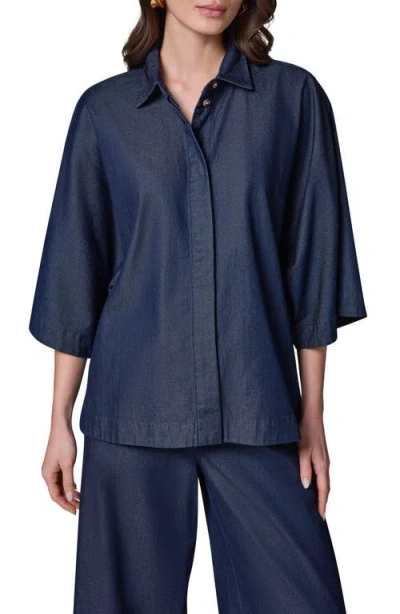 Donna Karan New York The Bali Dolman Sleeve Denim Shirt In Blue