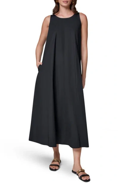 Donna Karan New York Tie Back Stretch Cotton Maxi Dress In Black