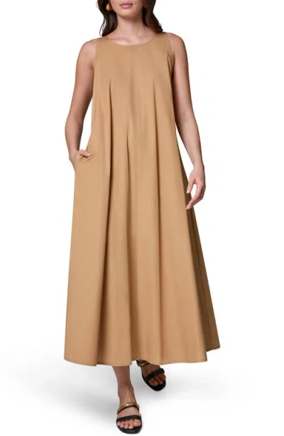 Donna Karan New York Tie Back Stretch Cotton Maxi Dress In Brown