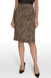 Donna Karan New York Tweed Pencil Skirt In Brown
