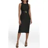 Donna Karan New York Tweed Sheath Midi Dress In Black