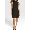 Donna Karan New York Button Detail Tweed Sheath Dress In Black