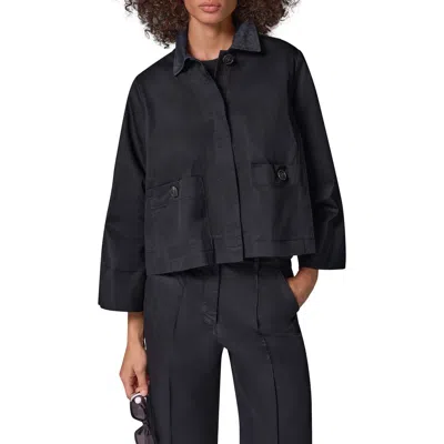 Donna Karan New York Twill Bell Sleeve Trapeze Shirtjacket In Black