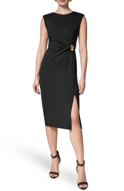 Donna Karan New York Twist Clasp Sheath Dress In Black