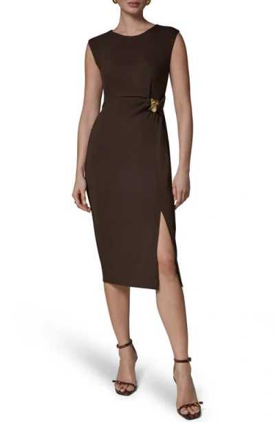 Donna Karan New York Twist Clasp Sheath Dress In Brown