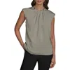 Donna Karan New York Twist Neck Hardware Sleeveless Top In Gold