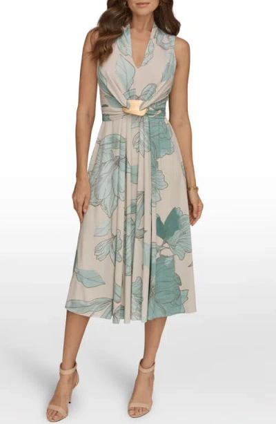 Donna Karan New York V-neck A-line Dress In Multi