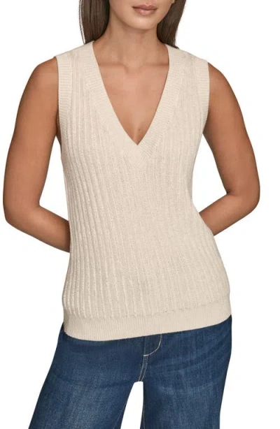 Donna Karan New York V-neck Sweater Tank In Neutral