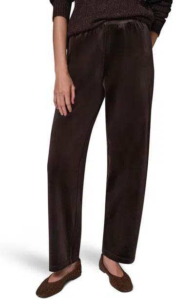 Donna Karan New York Velour Wide Leg Pants In Brown