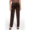 Donna Karan New York Velvet Straight Leg Pants In Brown