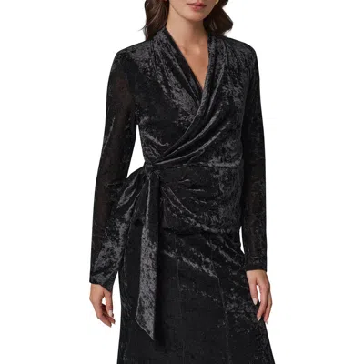 Donna Karan New York Velvet Wrap Top In Black