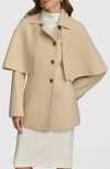 Donna Karan New York Water Repellent Crepe Raincoat With Cape In Ivory