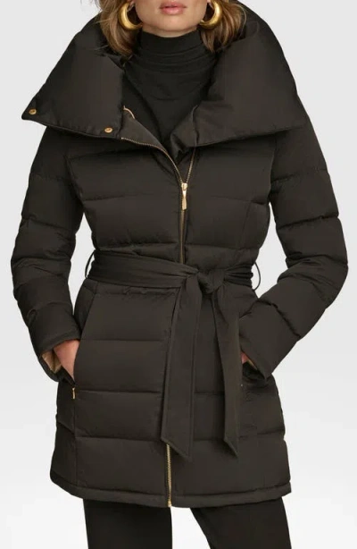 DONNA KARAN DONNA KARAN NEW YORK WATER RESISTANT BELTED PUFFER COAT