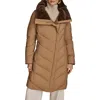 Donna Karan New York Water Resistant Chevron Down Puffer Coat In Brown