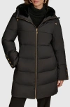 Donna Karan New York Water Resistant Hooded Down Puffer Coat In Gray