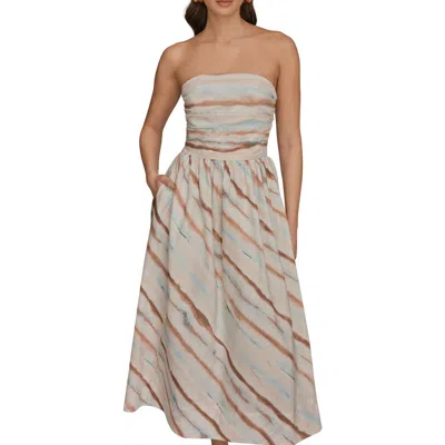 Donna Karan New York Watercolor Print Strapless Maxi Dress In Multi