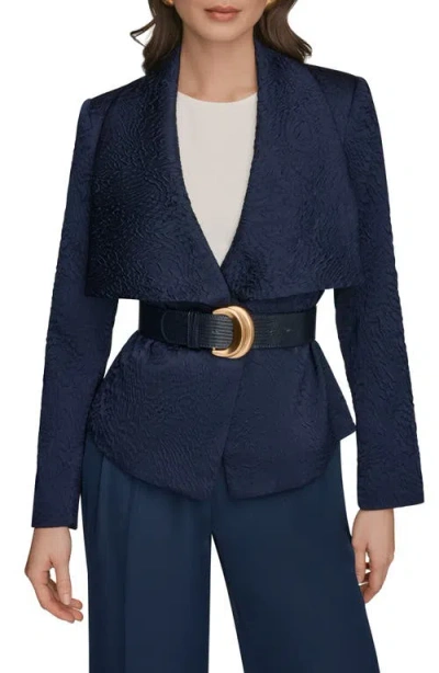 Donna Karan New York Wide Lapel Belted Blazer In Blue
