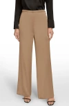 Donna Karan New York Wide Leg Satin Pants In Brown