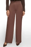 Donna Karan New York Wide Leg Satin Pants In Brown
