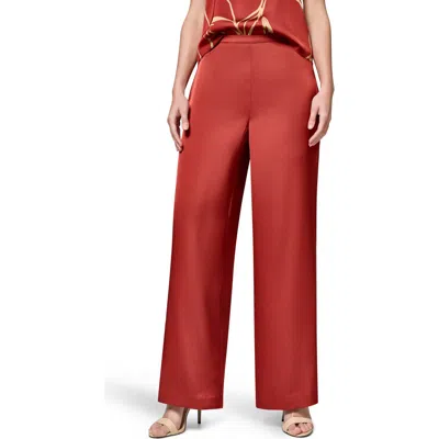 Donna Karan New York Wide Leg Satin Pants In Brown