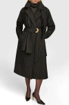 Donna Karan New York Wool Blend Coat With Scarf In Black