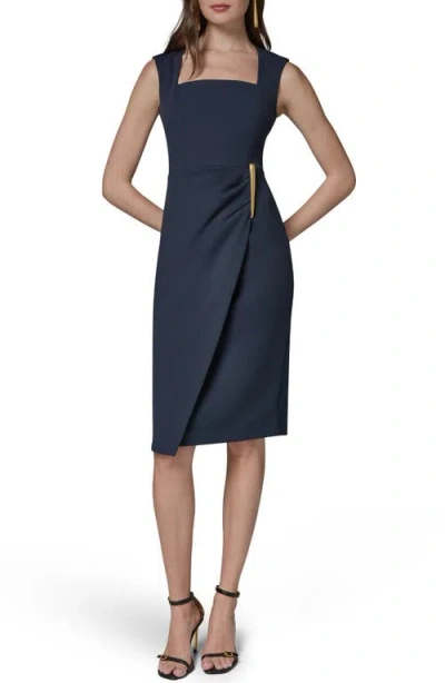 Donna Karan New York Wrap Front Sleeveless Sheath Dress In Blue