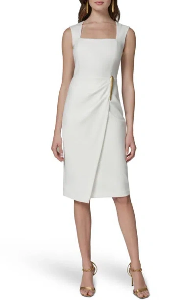 Donna Karan New York Wrap Front Sleeveless Sheath Dress In White