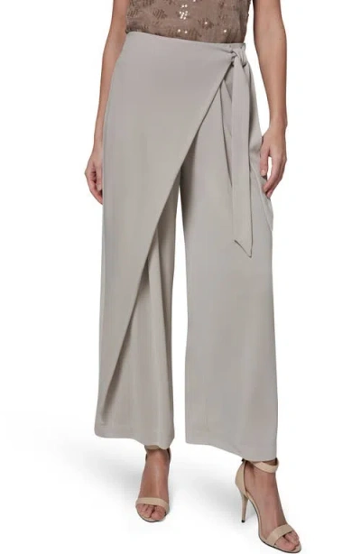 Donna Karan New York Wrap Front Wide Leg Pants In Gray