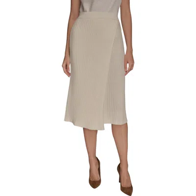 Donna Karan New York Wrap Rib Midi Sweater Skirt In White