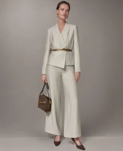 Donna Karan Novelty Belted Jacket Wide Leg Pants In Multi