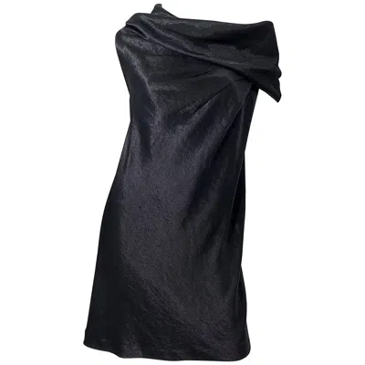 Pre-owned Donna Karan Nwt 1990s  Size 8 Black Metallic Rayon Off - Shoulder Vintage Dress