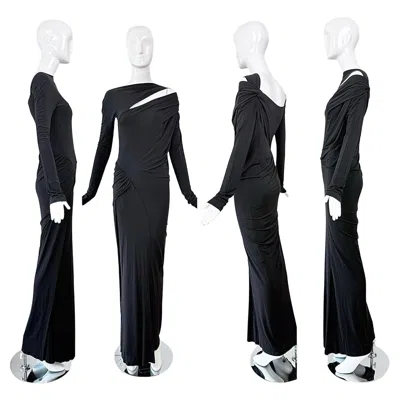 Pre-owned Donna Karan Nwt's 2013  Ruched Black Vintage Cut-out Evening Gown Maxi Dress