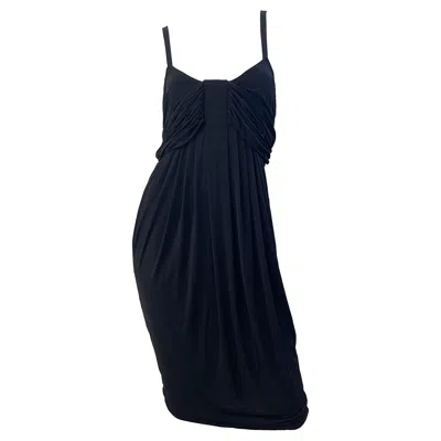 Pre-owned Donna Karan Nwt  Collection 2000s Black Cupo Spandex Jersey Sleeveless Dress Y2k