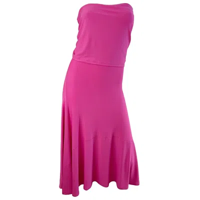 Pre-owned Donna Karan Nwt  Resort 2016 Hot Pink Size Medium Strapless Tube Dress
