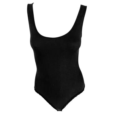 Pre-owned Donna Karan Nwt Early 1990s  Black Bodycon Knit Sleeveless Bodysuit Petite