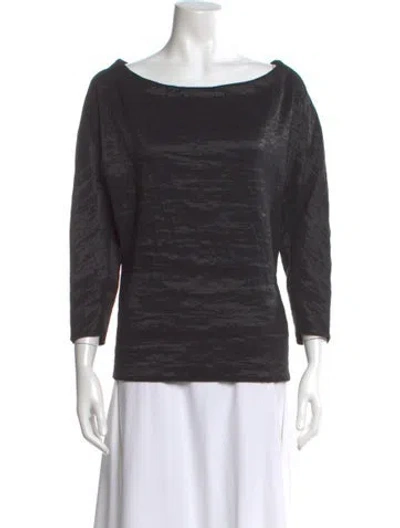 Pre-owned Donna Karan Nylon Bateau Neckline Top In Black