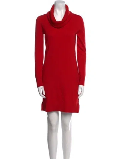 Pre-owned Donna Karan Nylon Cowl Neck Sweater In Red