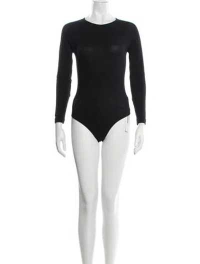 Pre-owned Donna Karan Nylon Crew Neck Bodysuit In Black