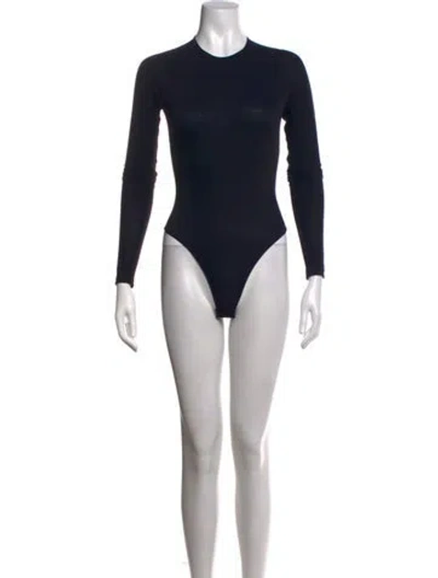 Pre-owned Donna Karan Nylon Crew Neck Bodysuit In Black