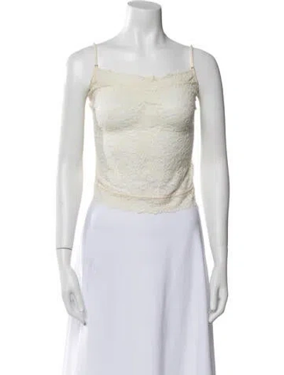Pre-owned Donna Karan Nylon Square Neckline Crop Top In Black