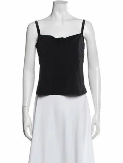 Pre-owned Donna Karan Nylon Square Neckline Top In Black