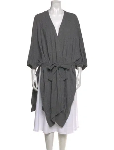 Pre-owned Donna Karan Nylon V-neck Sweater W/ Tags In Gray