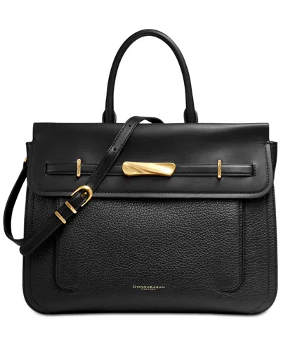 Donna Karan Oceanside Satchel In Blk,gold